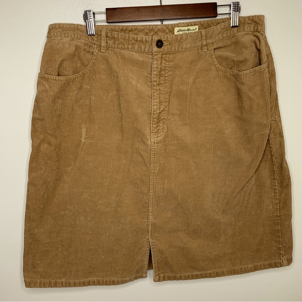 Eddie Bauer Size 18 Short Corduroy Skirt Camel Color Closet Staple